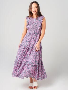 Banjanan Iris Midi floral Print Multicolor Dress Size L